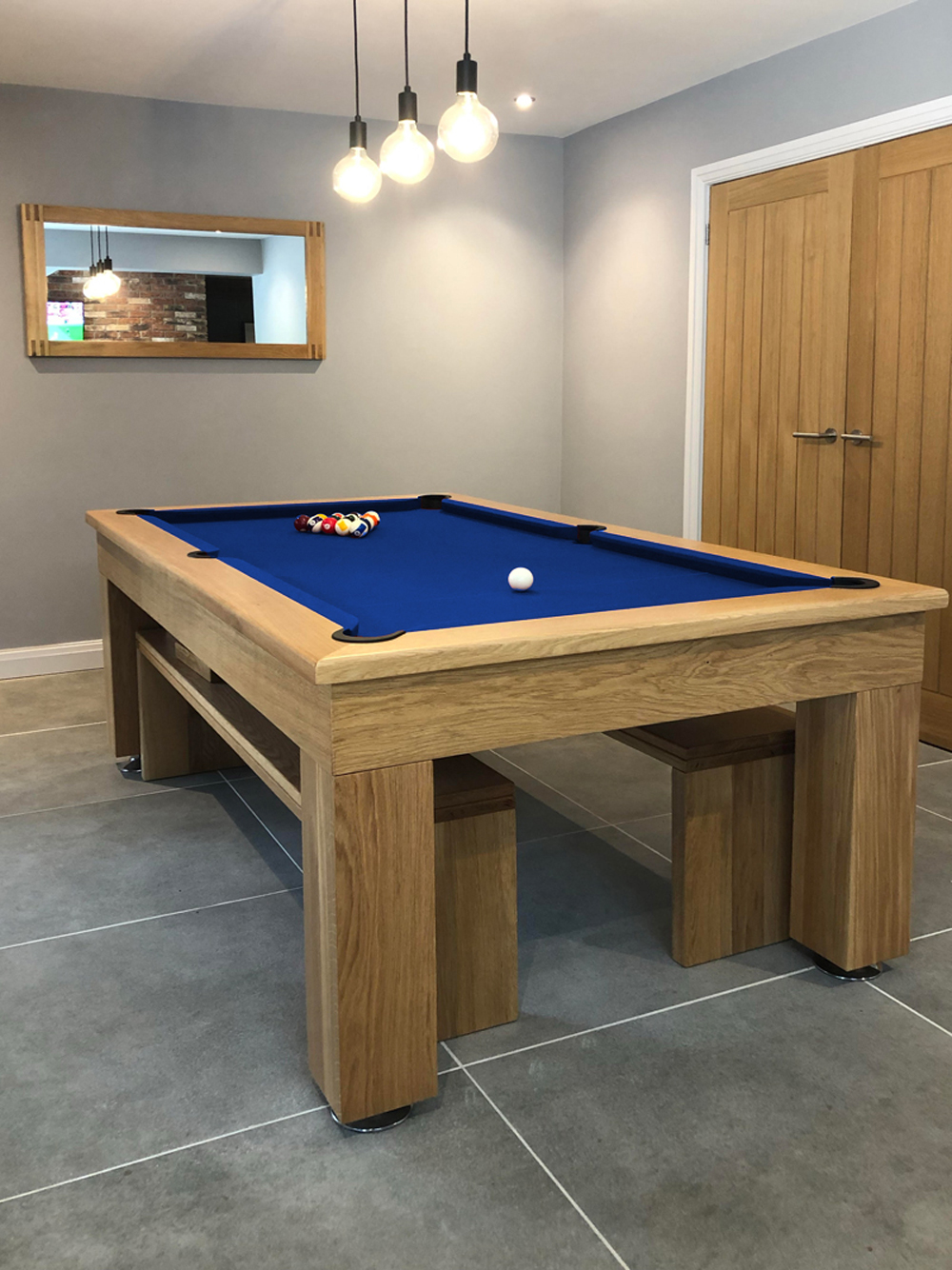 new 6ft, 7ft, 8ft Slate bed, Solid Oak Artisan Pool Dining Table for