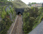 Train exiting the Summit Tunnel. 